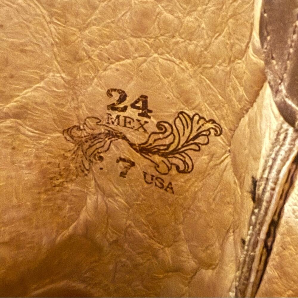 Tombstone Embroidered Flowers Leather Boots Women’s 7 - Picture 10 of 11